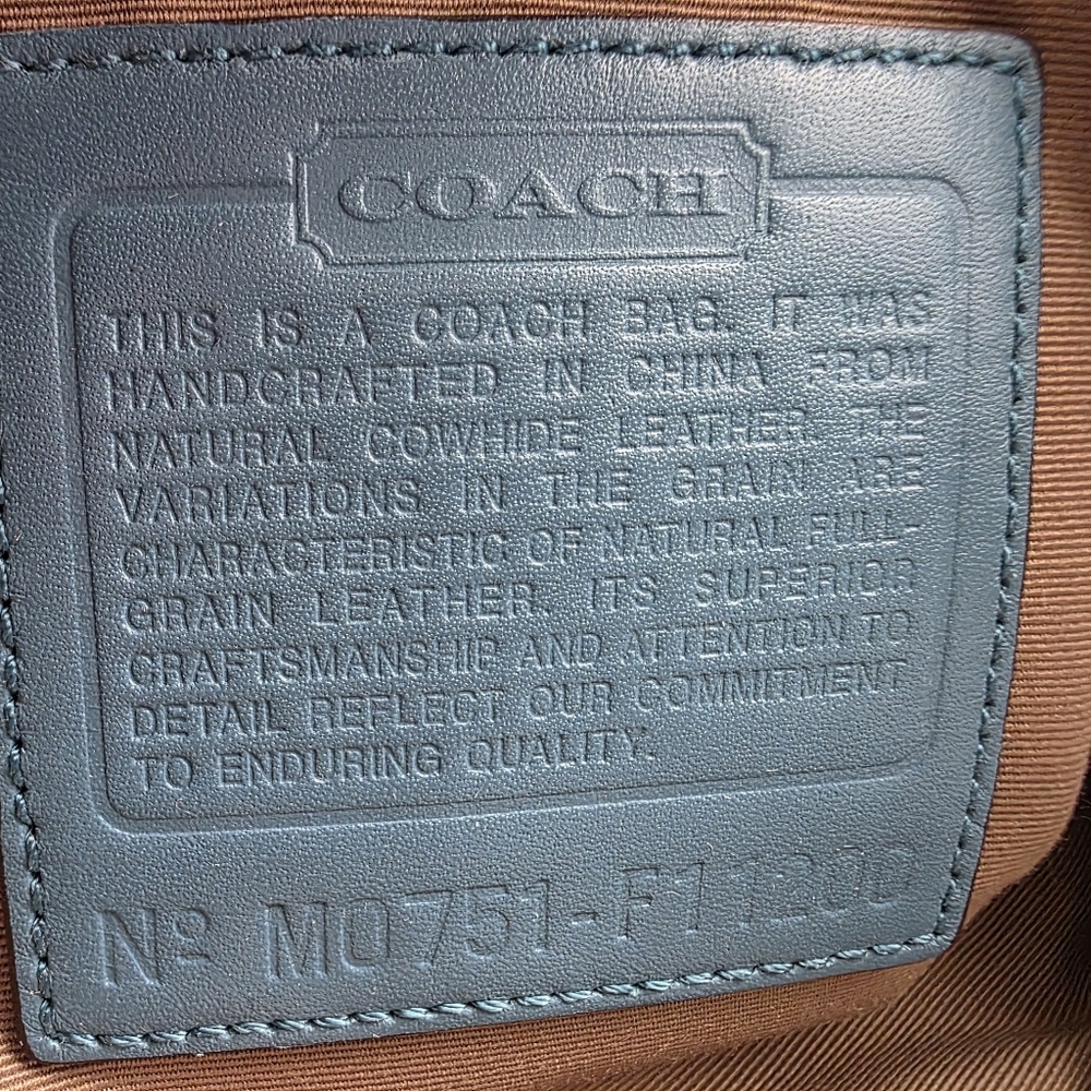Coach Teal Hamptons Tote F11200 - Picture 6 of 6